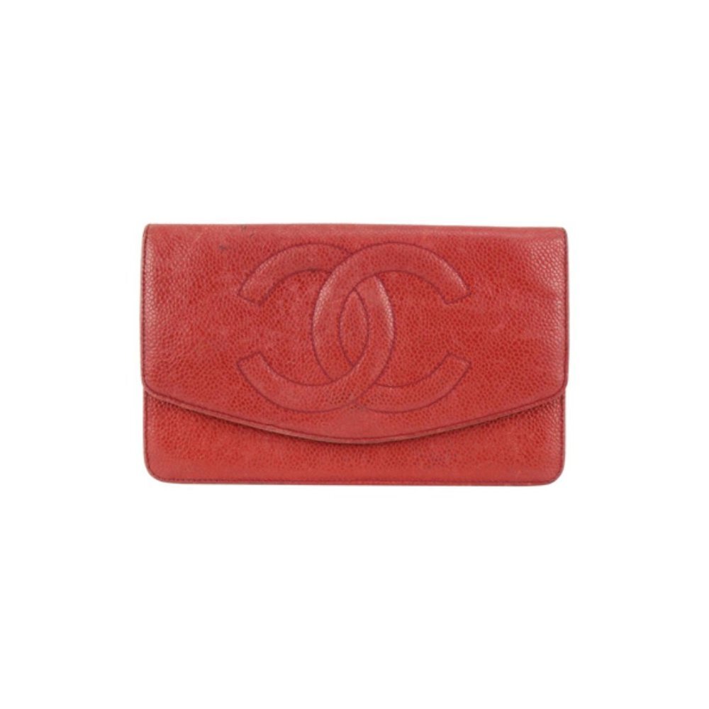 Chanel Red Caviar CC Logo Timeless Wallet 128c47